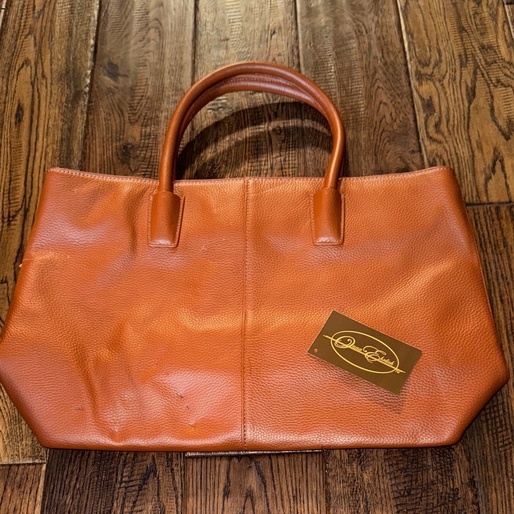 NWOT ONNA EHRICH  Orange Leather Tote Shoulder Bag